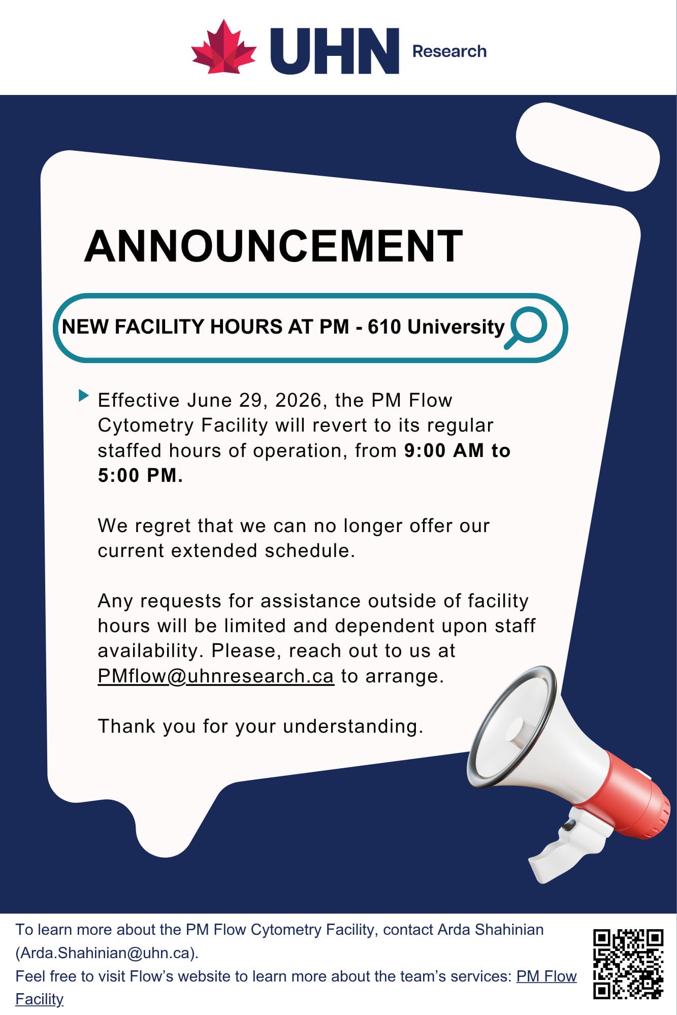 announcement image for new facility hours